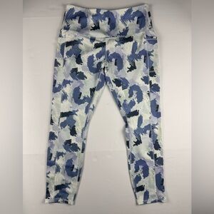 Girls Light Blue Brushstroke Print Active Leggings